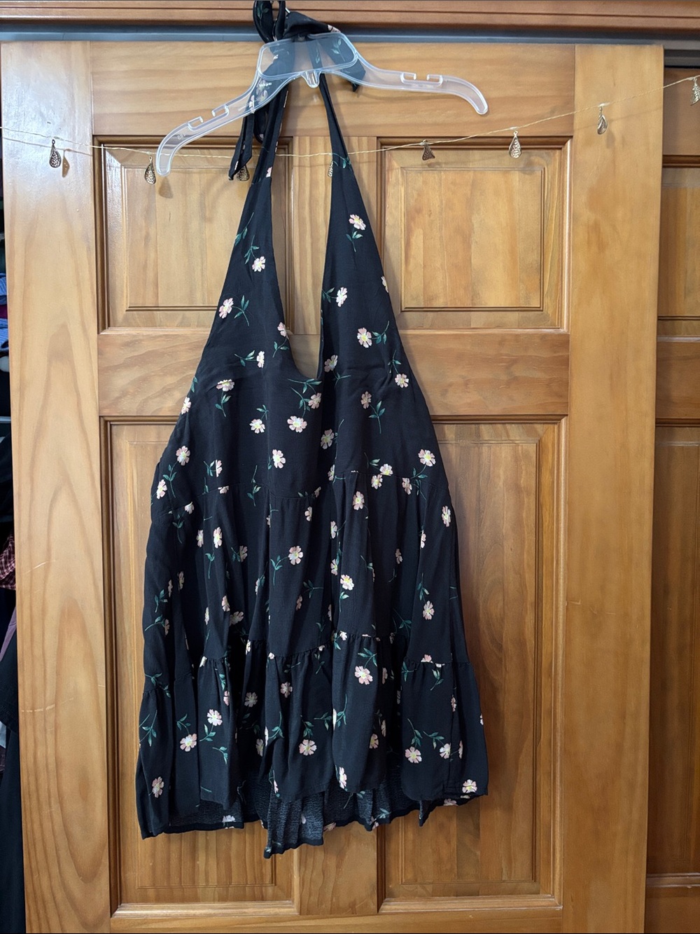 American Eagle Outfitters Black Floral Halter Tank Top